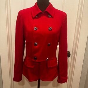 St. John Vibrant Red Double-Breasted Knit Blazer - Size 8